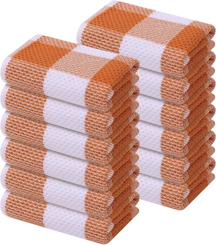 Miniatura 14 de Mordimy Toallas de cocina 100% algodón con tejido de gofre, 13 x 28 pulgadas, paños de cocina súper suaves y absorbentes para secar platos, paquete