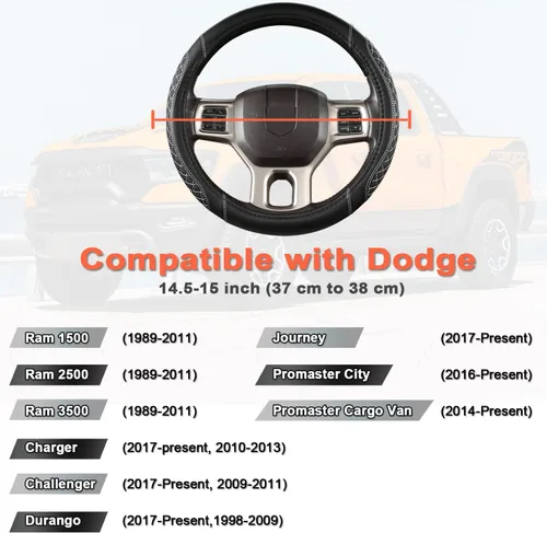 Miniatura 2 de West Llama Funda personalizada para volante de automóvil Dodge 1989-2011 RAM 1500 2500 3500, Charger, Durango, Challenger