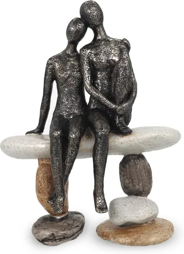 Lescafita Figurillas Románticas de Pareja Escultura – Escultura Abstracta de Pareja en Banco de Piedra, Estatua de Decoración Moderna para el Hogar,