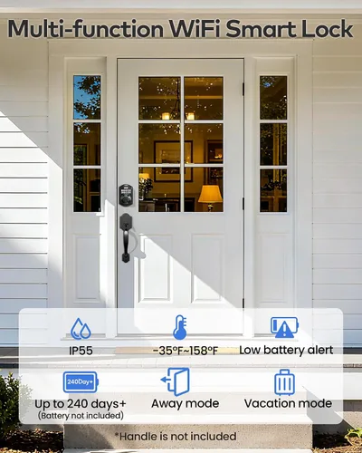 Miniatura 7 de TEEHO TE012W - Cerradura inteligente WiFi, cerradura de puerta con huella dactilar con Wi-Fi incorporado, cerradura inteligente sin llave