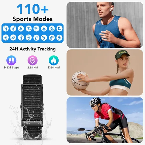 Miniatura 5 de Rastreador de actividad de salud, pulsera inteligente portátil 2025, más de 120 modos deportivos, banda inteligente, monitor de frecuencia cardíaca