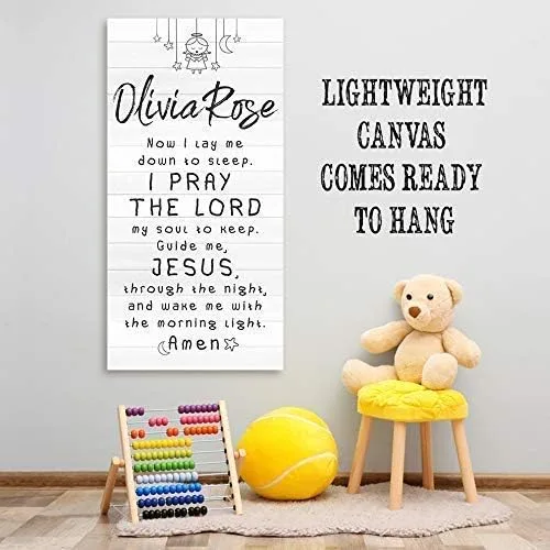 Miniatura 7 de I Pray The Lord Jesus Personalized Print - Custom Name Sign for Baby Shower and Nursery Room Print, Boho Themed Baby Room Sleep Display Gift, Wood