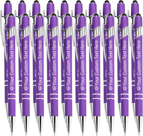 Miniatura 48 de STREADVE Bolígrafos personalizados personalizados con nombre grabado, logotipo, texto, bolígrafos de escritura suave, regalo personalizado para Negro