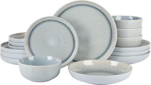 Miniatura 20 de Gibson Elite Peach Orchard 12-Piece New Bone China Dinnerware Set Service for 4, Embossed Fluted Plates and Bowls, Dishwasher and Microwave Safe