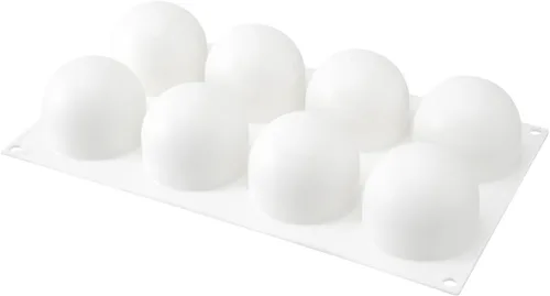 Miniatura 2 de Restaurantware -Molde de bola de 8 cavidades de pastelería, 1 molde de chocolate listo para horno - Molde de silicona blanca flexible, congelable