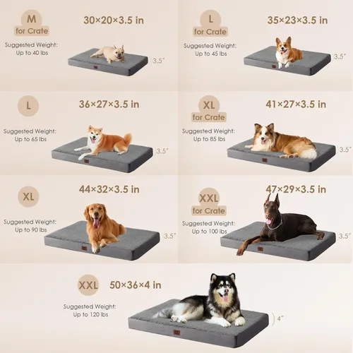 Miniatura 3 de EHEYCIGA Camas ortopédicas XL para perros extra grandes con funda extraíble lavable, gris, 44 x 32 pulgadas