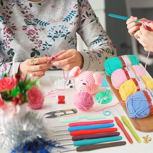 Miniatura 5 de XSEINO Kit de ganchillo para principiantes, kit de inicio de ganchillo con tutoriales en video paso a paso, kit de aprendizaje para principiantes