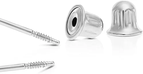 Miniatura 4 de Aretes de oro blanco 14k solitario con cubic y zirconia, con tapas seguras