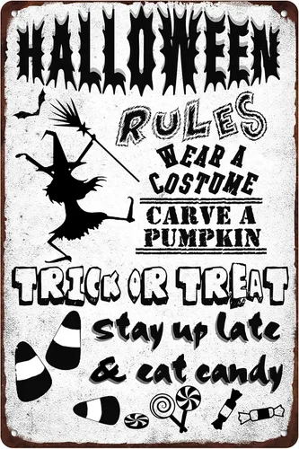 Miniatura 8 de Letrero de metal retro de Halloween con texto en inglés "They are Creepy and They are Kooky Mysterious" para cafetería, bar, restaurante, club