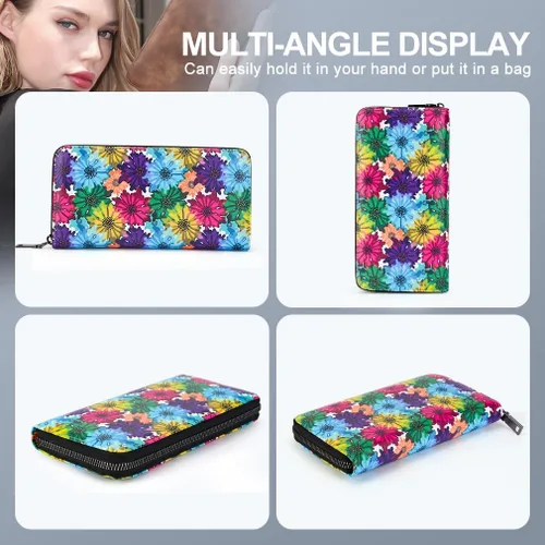 Miniatura 6 de APHISON Billetera para mujer, de gran capacidad, para tarjetas de crédito, RFID, monedero, luna, lindo, animal, floral, celular, pulsera, teléfono