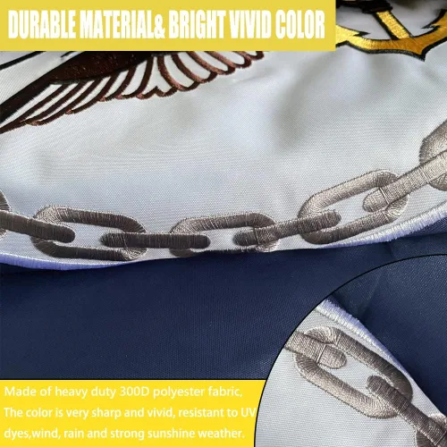 Miniatura 2 de Bandera con Emblema de la Marina de EE.UU. Bordada 3x5 pies para Exteriores de Doble Cara Banderas Militares Navales de los Estados Unidos Bandera