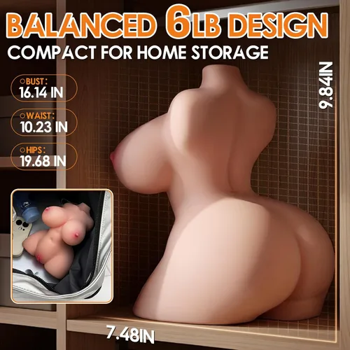 Miniatura 5 de BIG SHOCKED Torso de Muñeca Sexual Masculina, Juguete Sexual con Pechos Rebotantes y Culo Respingón, Muñecas Sexuales para Hombres Realistas, Vagina