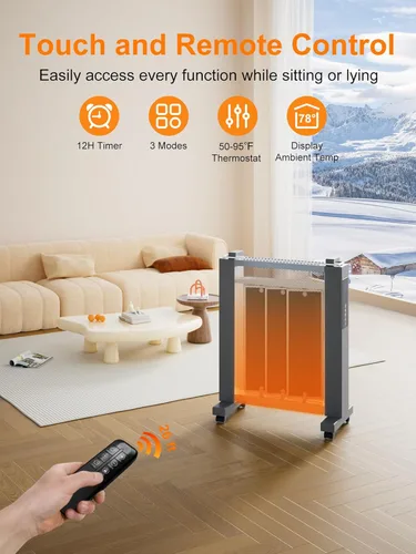Miniatura 2 de Uthfy Calentadores de espacio de convección de 26 pulgadas para uso en interiores, calentador eléctrico de 1500 W para habitaciones grandes