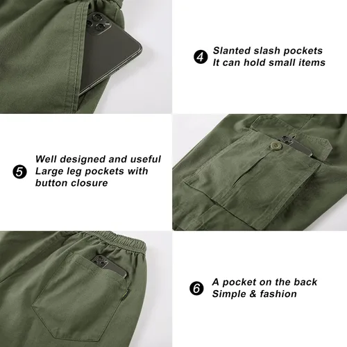 Miniatura 4 de VtuAOL Pantalones cortos cargo para mujer, cintura elástica, cómodos, de algodón, holgados