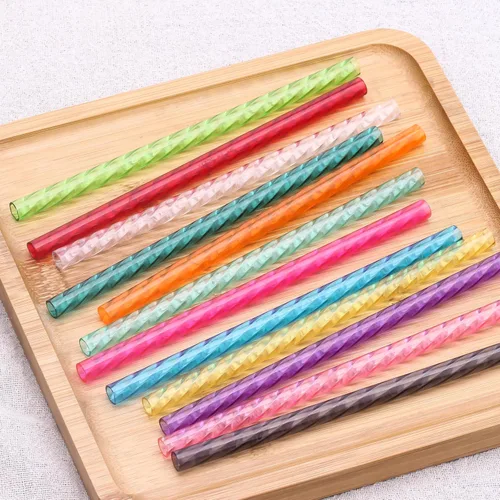 Miniatura 5 de Dakoufish 24 popotes de plástico de repuesto para mini vasos cortos de 6 onzas y 8 onzas, popotes de cristal reutilizables de 6 pulgadas con 2