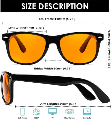 Miniatura 5 de FEISEDY Orange Blue Light Blocking Glasses for Woman Men Amber Lenses Computer Gaming Glasses for Better Sleep
