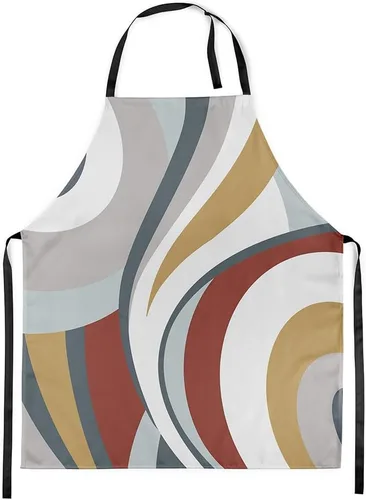 Miniatura 31 de Castle Fairy Delantal de cocina geométrico en espiral, moderno delantal impermeable con rayas simples para adultos (sin bolsillo), 31 x 26 pulgadas