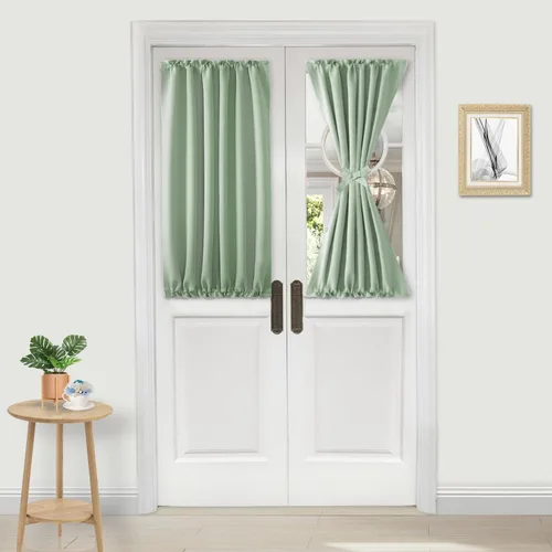 Miniatura 160 de DWCN Cortinas para puerta francesa: cortina térmica con bolsillo para barra para puertas con ventana de vidrio, puertas de cocina y patio