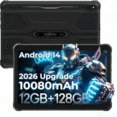 HOTWAV R8 Tablet impermeable Android 14, 10.1 pulgadas HD+ tableta resistente, 12GB+128GB/1TB TF 10800mAh Tabletas al aire libre, 13MP+5MP,