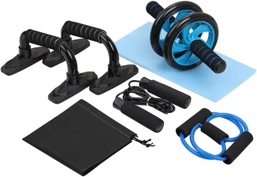 Miniatura 8 de BESPORTBLE Kit de equipo de gimnasio en casa, barra de empuje para abdominales, cuerda de saltar, banda de tracción, almohadilla de rodilla