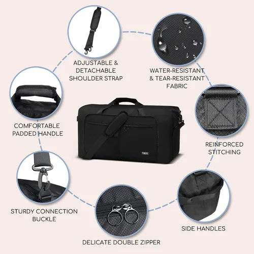 Miniatura 5 de Fmeida Bolsa de lona 65L, 65L-Negro, Bolsa de lona con compartimento para zapatos
