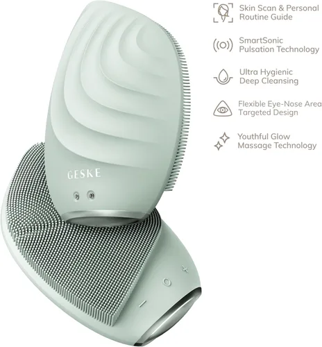 Miniatura 4 de GESKE SmartAppGuided™ Cepillo facial sónico 5 en 1 Cepillo de limpieza facial eléctrico vibratorio Cepillo de silicona suave Limpiador facial