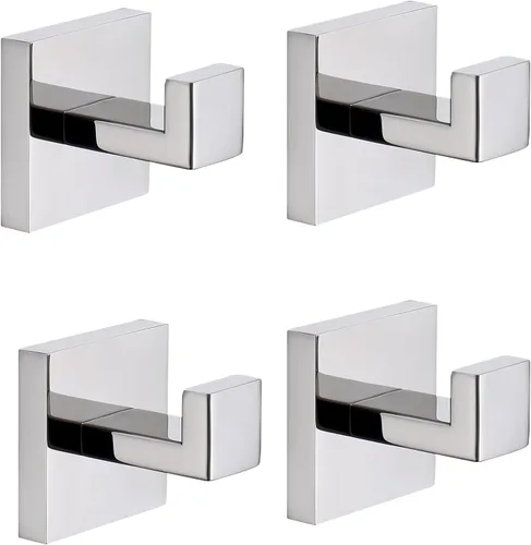 Miniatura 12 de TASTOS Ganchos para toallas de baño, color negro mate, paquete de 2 ganchos de acero inoxidable para bata y ropa, gancho de pared resistente