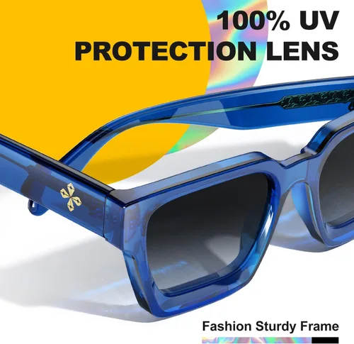 Miniatura 87 de VISOONE Moda 100% UV400 Protección Rectángulo TR90 Y2K Gafas de sol Accesorios para Mujeres Hombres RIVER, Carne de suelo/Gris Rosa