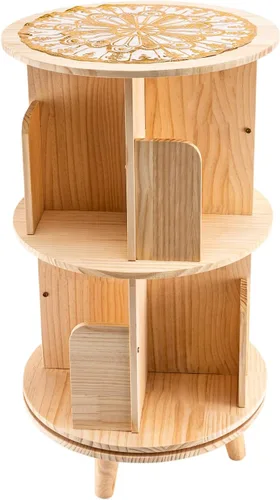 Miniatura 5 de Estantería giratoria de 360 grados, estante de almacenamiento multifuncional, organizador de madera giratorio para salas de estar, salas de estudio