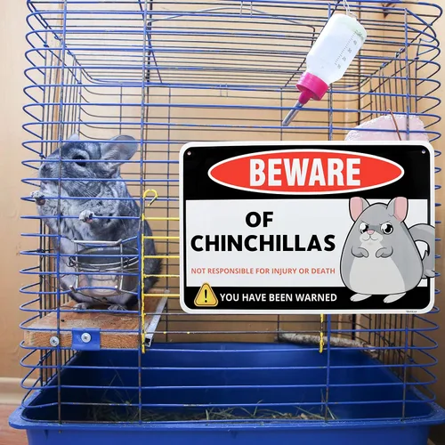 Miniatura 5 de Venicor Letrero decorativo de chinchillas – 8 x 12 pulgadas – Aluminio – Accesorios para jaula de chinchilla, juguetes, decoración de ruedas, regalo
