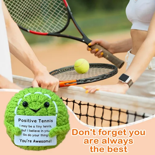 Miniatura 4 de Mini Pelota de Tenis Divertida de Ganchillo, Regalos para Amantes del Tenis, Regalos de Cumpleaños para Hombres y Mujeres Jugadores de Tenis, Apoyo