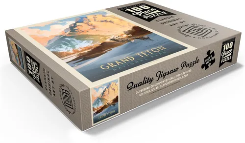 Miniatura 3 de MyPuzzle Grand Teton National Park: Winter Hush, Vintage Poster - Rompecabezas prémium de 100 piezas para adultos