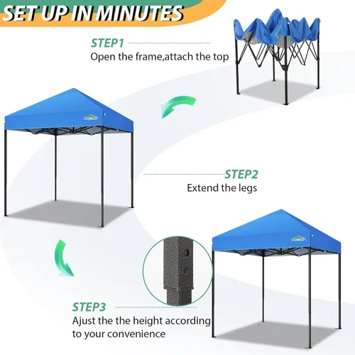 Miniatura 155 de COBIZI Tienda de campaña desplegable de 6.6 x 6.6 pies, toldo resistente, fácil de instalar, impermeable, para exteriores, fiestas, playa, jardín
