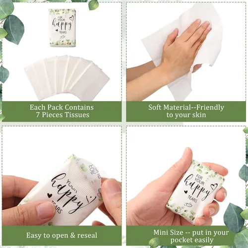 Miniatura 3 de 100 paquetes de pañuelos faciales de boda para bolsas de bienvenida, mini pañuelos de bolsillo, tamaño de viaje, recuerdos de boda para invitados, 3