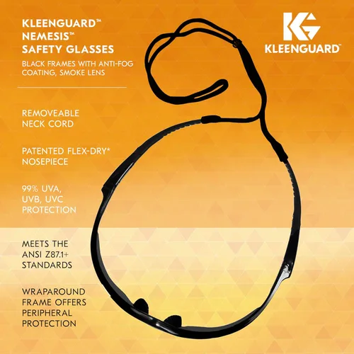 Miniatura 9 de KleenGuard™ V30 Nemesis™ - Gafas de seguridad (22475), con revestimiento antivaho y lentes ahumadas, montura negra, gafas de sol unisex para hombres