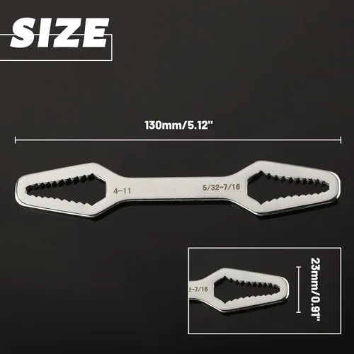 Miniatura 7 de Llave universal de acero al carbono, 0.157-0.433 in, ajustable, cromada
