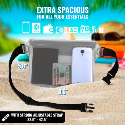 Miniatura 3 de AiRunTech Bolsa impermeable con correa para la cintura (paquete de 2) Accesorios de playa la mejor manera de mantener tu teléfono y objetos