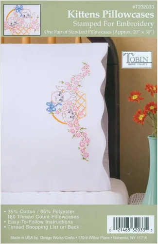 Tobin Gatitos en cesta fundas de almohada para bordado (T232033)