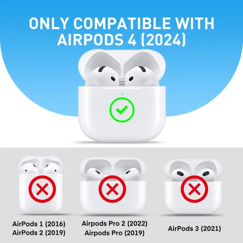 Miniatura 6 de Maxjoy Funda de cuero para AirPods 4, funda de cuero para AirPods de 4ª generación, funda protectora de cuero con llavero compatible con Apple Negro