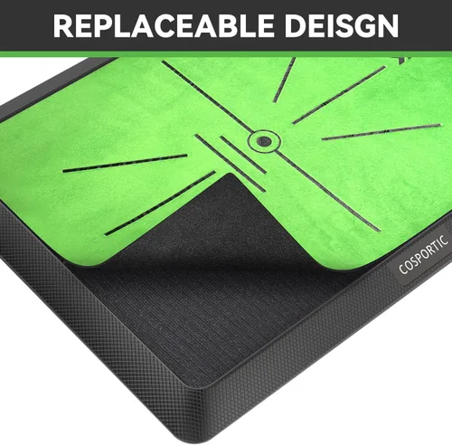 Miniatura 7 de COSPOPTIC Golf Hitting Mat with Swing Path Feedback, Heavy-Duty Rubber Base Anti-Slip Golf Training Mat, Extra Replaceable Surface, Portable