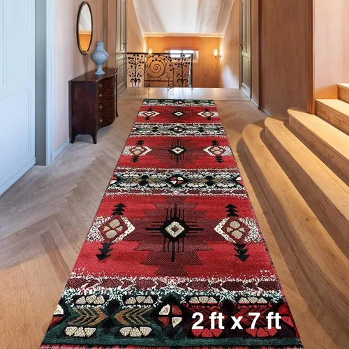 Miniatura 24 de YHSF South West - alfombra estilo nativo americano del suroeste C318 - fácil de limpiar, gruesa, suave, duradera, alfombra inspirada en tribus