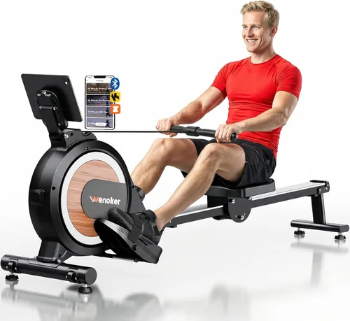 Wenoker Rowing Machine for Home, Magnetic Rower Machine, 350 LB Weight Capacity, 16-Level Silent Resistance Row Machine for Gym Exercise Full-Body