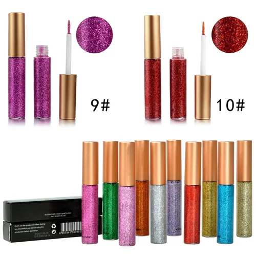 Miniatura 6 de Delineador de ojos con purpurina, delineador de ojos rosa con purpurina, maquillaje de larga duración impermeable con purpurina, plateado, oro
