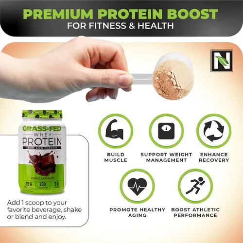 Miniatura 5 de Nutrology Polvo de proteína de suero de leche alimentada con pasto, suero de leche alimentado con pasto y aminoácidos en polvo para mejorar