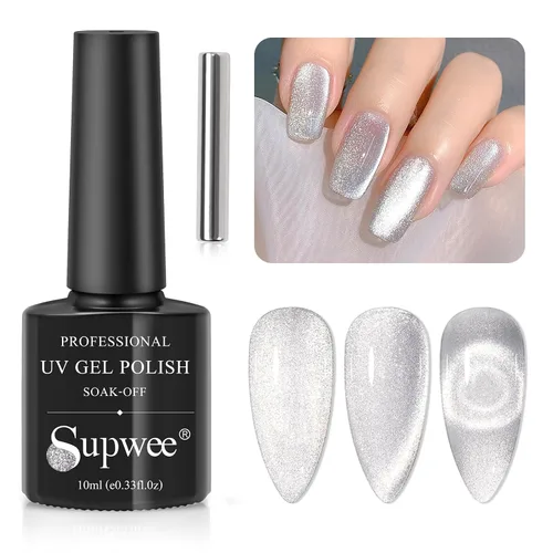Miniatura 10 de Esmalte de uñas de ojo de gato burdeos sin gel, esmalte de uñas magnético secado al aire para uñas de los pies, secado rápido, alto brillo
