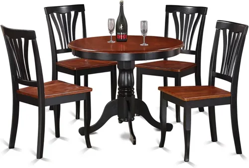 Miniatura 22 de East West Furniture ANAV5-LWH-W - Juego de mesa de comedor de 5 piezas, incluye una mesa de cocina redonda con pedestal y 4 sillas de comedor, 36 x