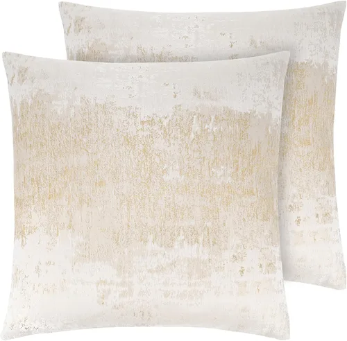 Miniatura 20 de THE-TINOART Fundas de almohada de estilo rústico moderno de 18x18, fundas de almohada decorativas tejidas en jacquard beige y dorado para sofá
