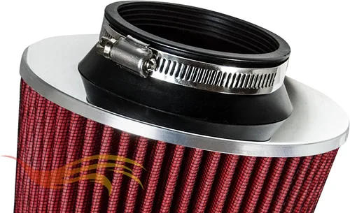 Miniatura 2 de Rtunes Racing Alto Flujo Redondo Cónico Cono Cerrado-Top Lavable Abrazadera En Seco Filtro De Aire Seco Corto Alto Rojo 2.992 in 3
