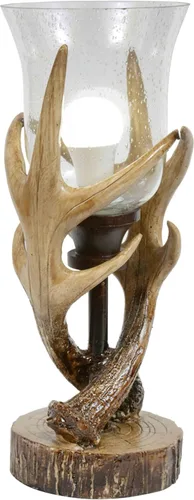 Miniatura 3 de Black Forest Decor Lámpara de elevación con asta de venado de cabaña - Lámpara rústica de cabaña con globo de vidrio sembrado