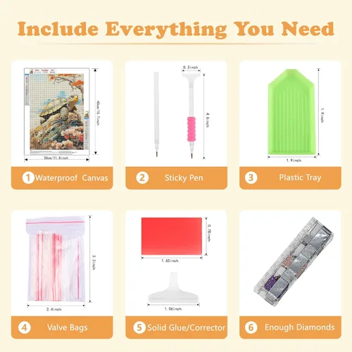 Miniatura 6 de Kits de Pintura de Diamante de Tortuga Marina SENQAO para Adultos Principiantes - Kits de Arte de Diamante 5D Animal Taladro Completo Redondo